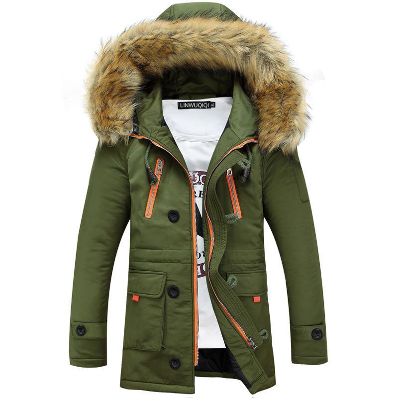 Men&#039;s Jackets Thickening Parkas Men Winter Jacket Coats Male Outerwear Fur Collar Casual Long Cotton Wadded Hooded Coat 6JMM