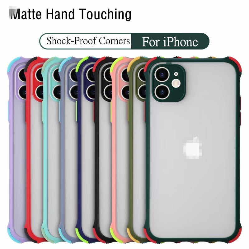 PC Phone Cases For iPhone12 Mini 11 PRO XR Max XS 8Plus 7 6S Case Simple Matte Transparent Shockproof Four-Corner Bumpe Silicagel Cover