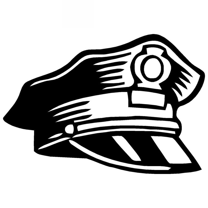 Police Cap Creative Sticker High Quality Car Window Decoration Personality Waterproof Decal Black-white,