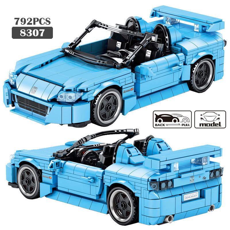 City Convertible Car Racing Model Building Blocks Technic Pull Back Sports Roadster Supercar Vehicle Bricks Toys Gifts for Boys Q1215