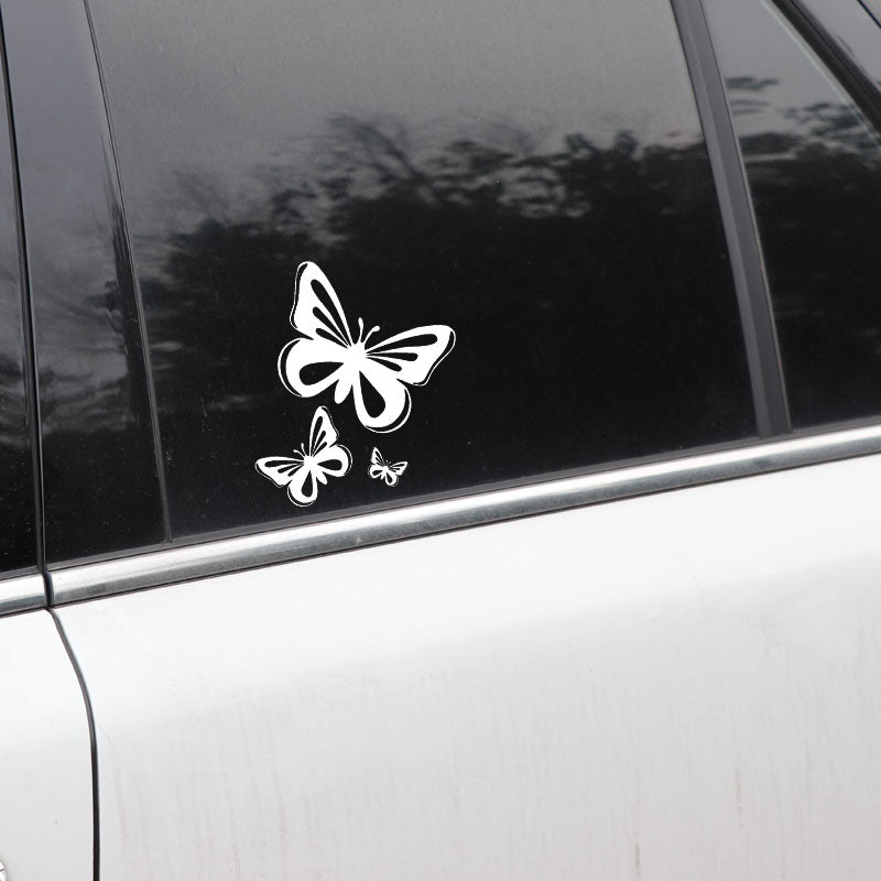 15.2*17CM Beautiful Butterflies Fashion Vinyl Car Stickers Animal Car Styling Decals Black
