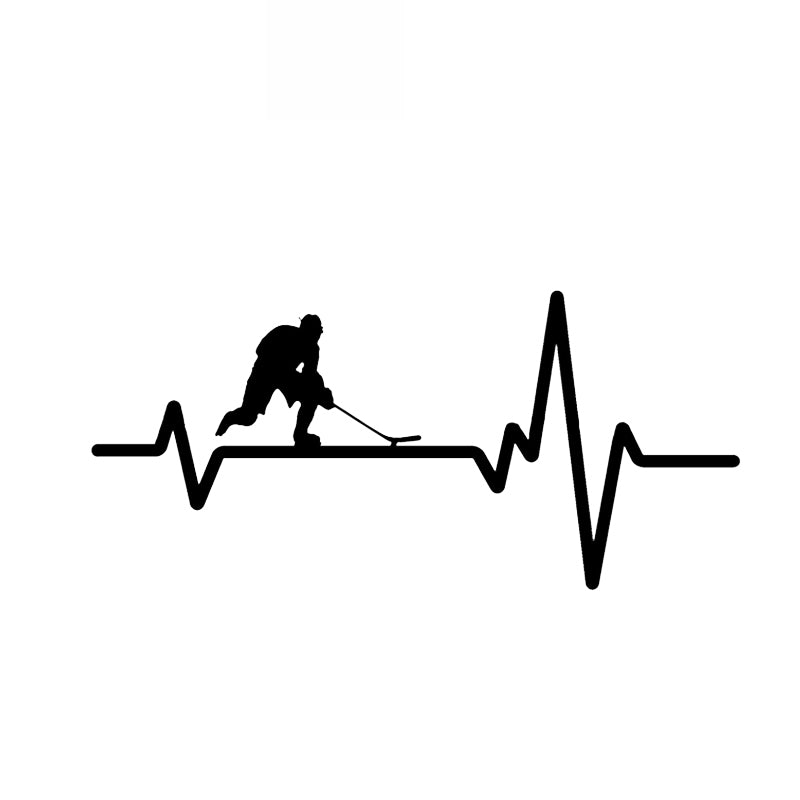Car Sticker Fun Heartbeat Line Hockey High Quality Decoration Sticker Creative Cover Scratch Black-White, 15cm*7cm