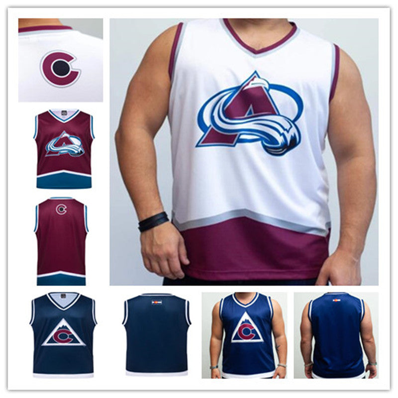 Custom Colorado Avalanche Hockey Tank Jersey 8 Cale Makar 92 Gabriel Landeskog 96 Mikko Rantanen 19 Joe Sakic 29 Nathan MacKinnon Jerseys Stitched A