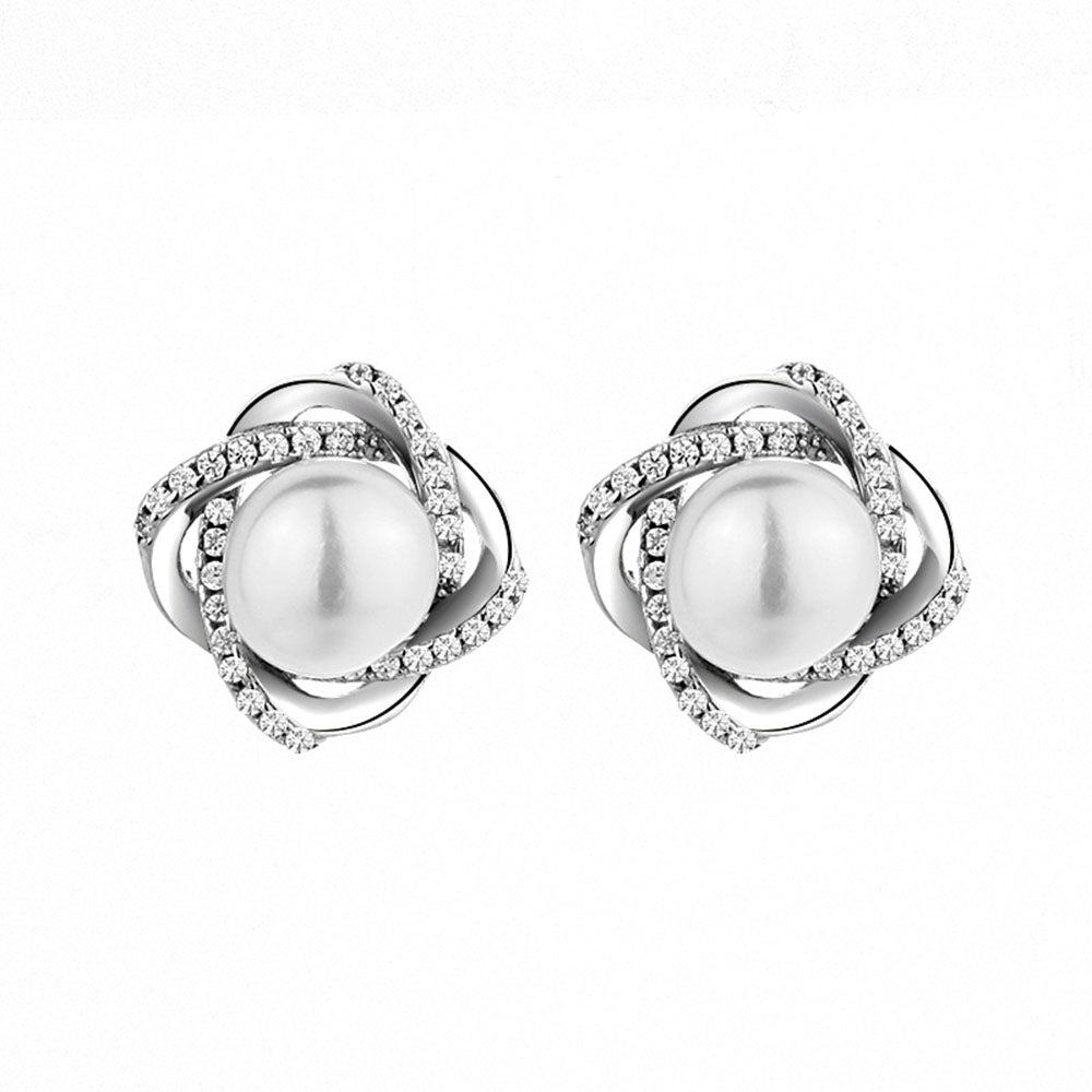 Pure 925 Silver Earrings With 7mm Natural Freshwater Pearl Elegant Jewellery Fine Stud Earring