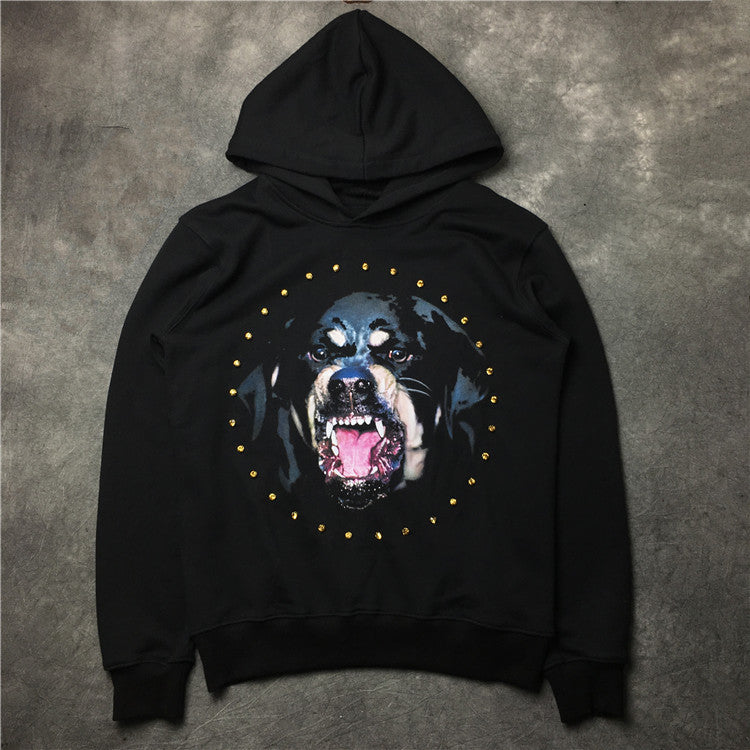 hoodie autumn fashion arrival rottweiler dog diamond print sweatshirts jumper for men women designer clothing cotton
