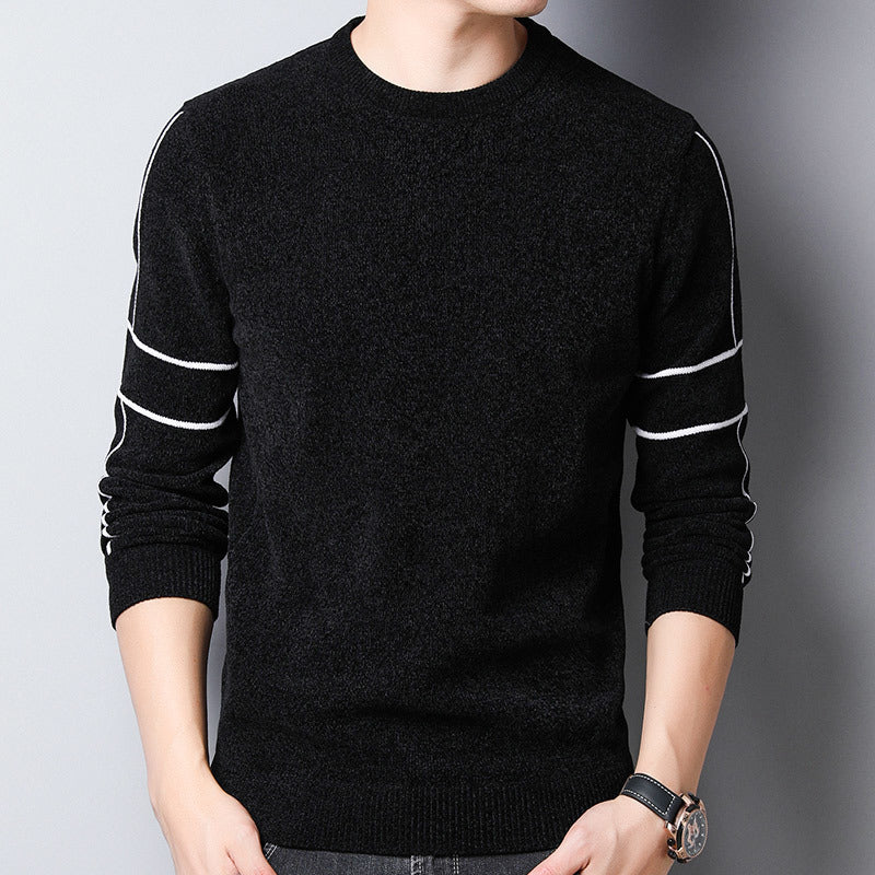 hoodie models from Europe and America crew O neck sweater padded knit pullover slim men&#039;s clothes
