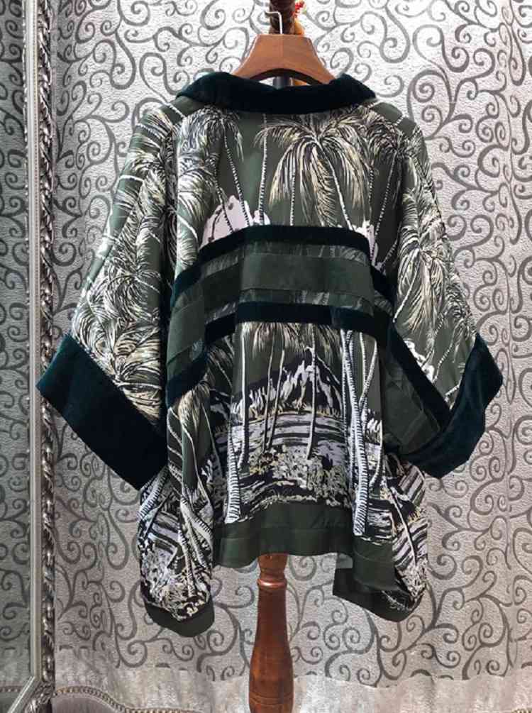 jackets High Quality Designer Blouses Shirt Spring Women Tropical Prints Velvet Patchwork Batwing Sleeve Casual Loose Tops