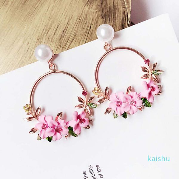 Jewelry Zircon Pearl Heart Crystal Flower Pottery Pearl Earrings For Women Statement Ear Jewelry Wholesale