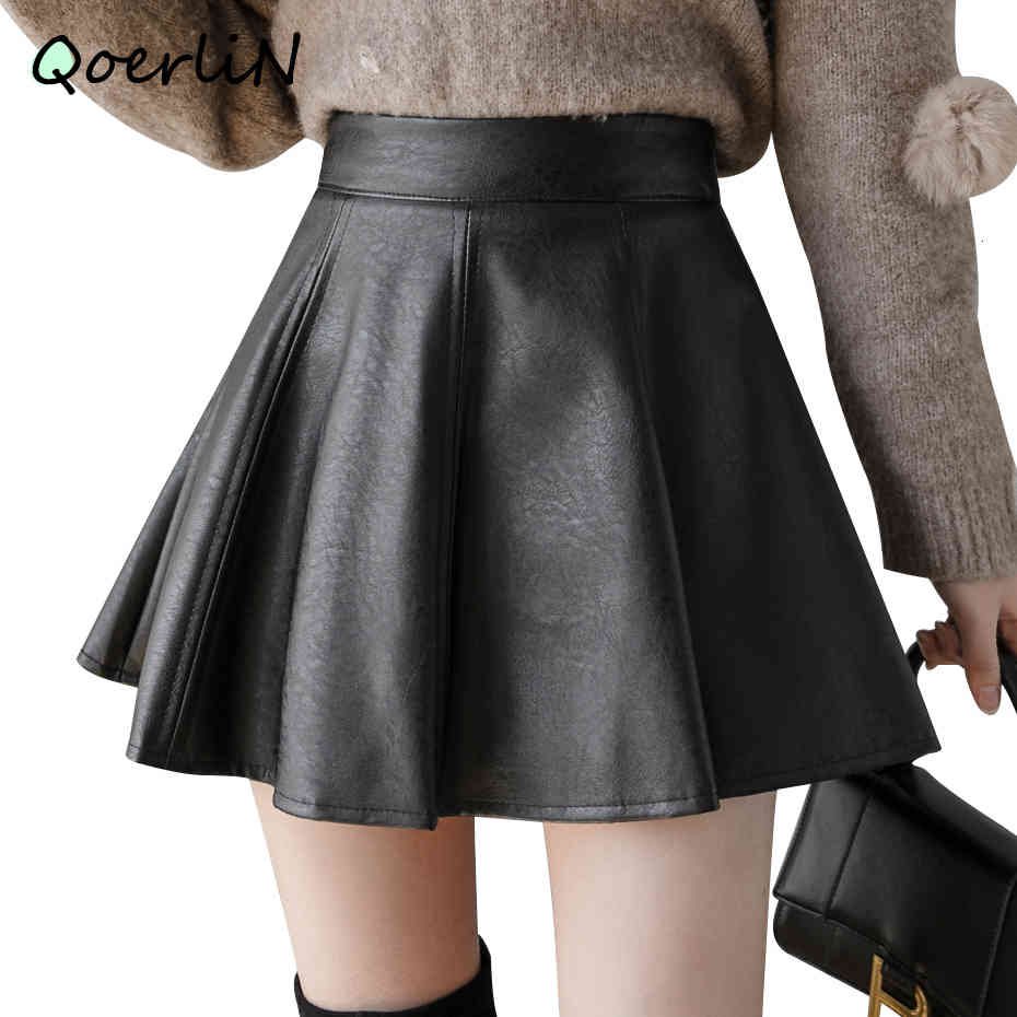 suits Vintage Mini Women Plus Size PU Leather High Waist Side Zipper Safe Shorts Skirts Female Autumn Winter Saia