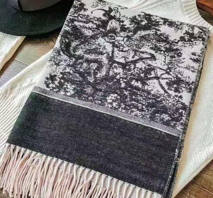 2021 High Qualtiy print Animal Cashmere Brand scarf for Women Designer Luxury Long Scarves with silver thread Shawls Wrap