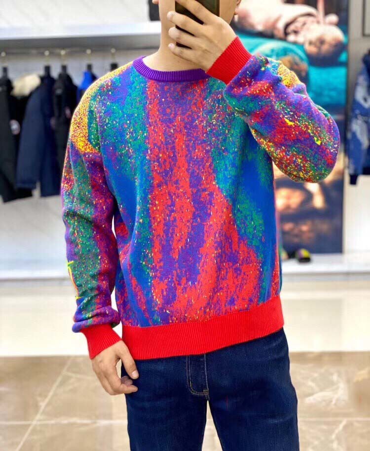 man clothes hoodie Jacquard color letters sweater Jumper mens winter coats designers sweaters men s clothing black 05