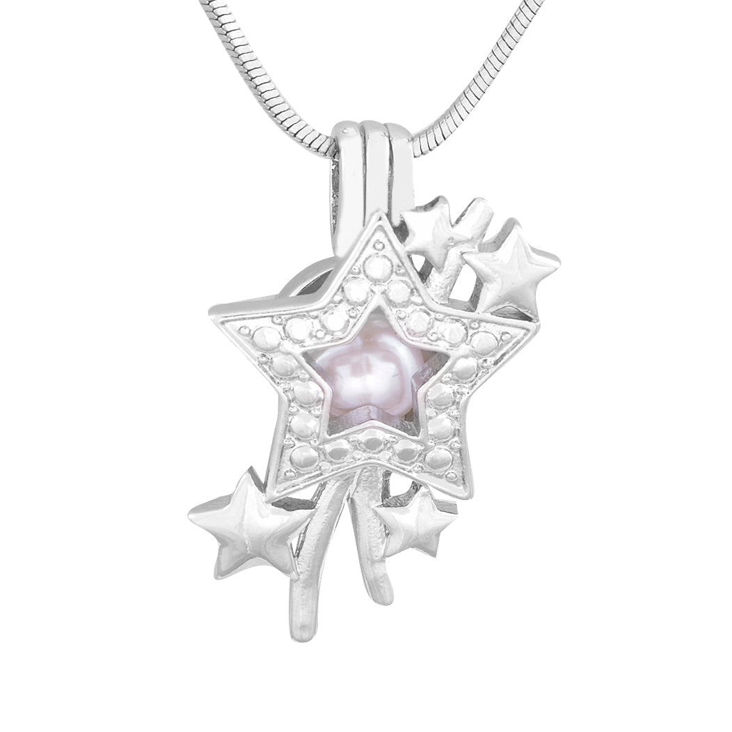 Wholesale Fashion Jewelry Silver Plated Pearl Cages shooting star Locket Pendant Findings Cage Essential Oil Diffuser