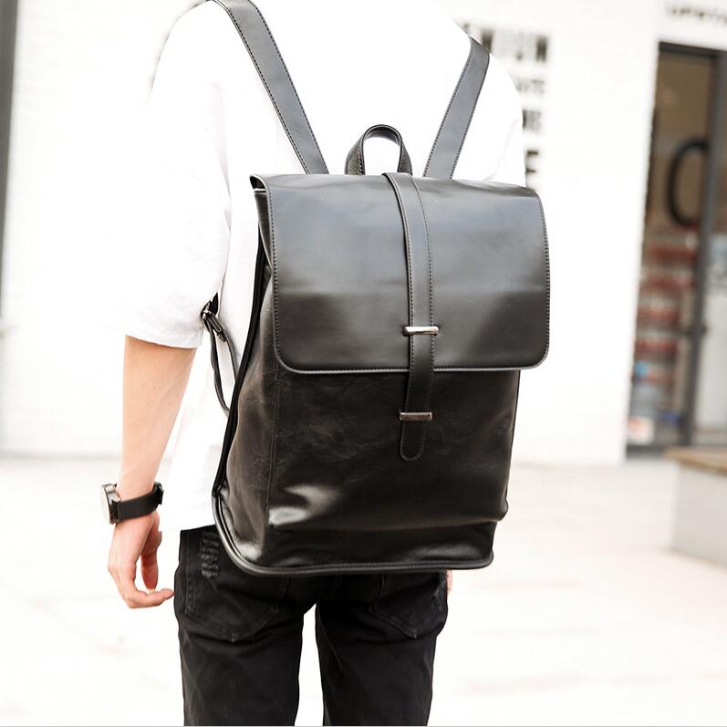 Factory wholesale men handbag college style flip leather backpack outdoor waterproof leathers casual messenger bag street trend plaid mens backpacks