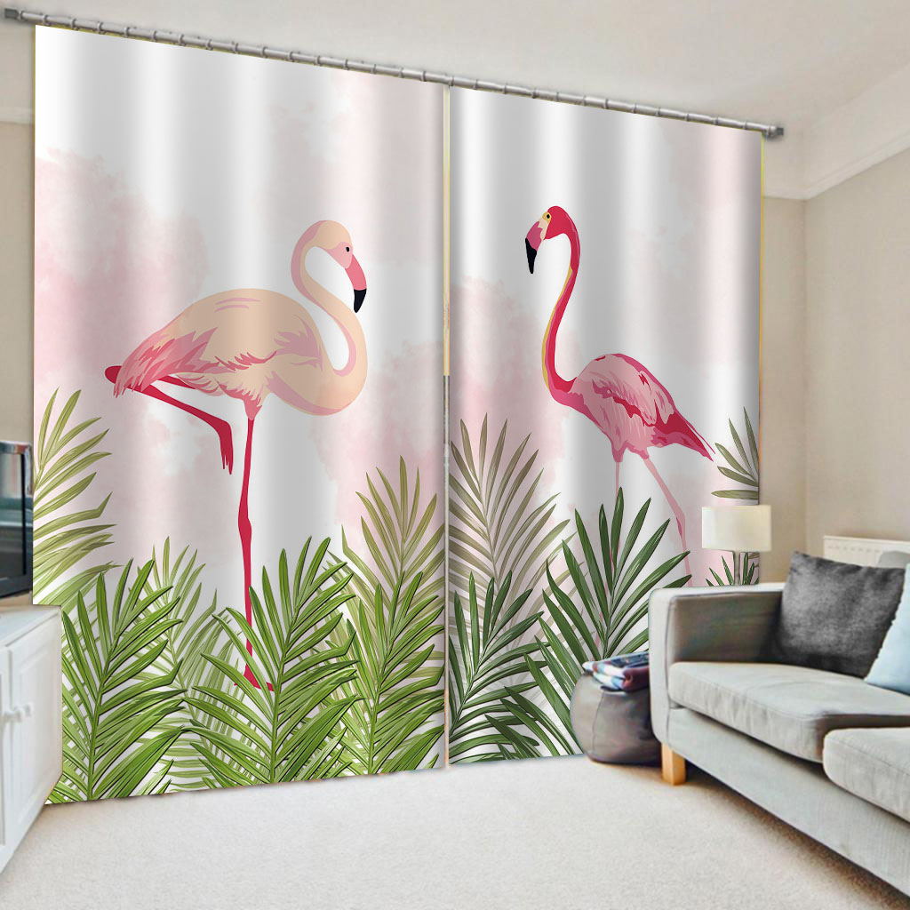 3D Flamingo Window Curtain Blackout Printed Curtains For Children Home Decor Living Room Bedroom Drapes