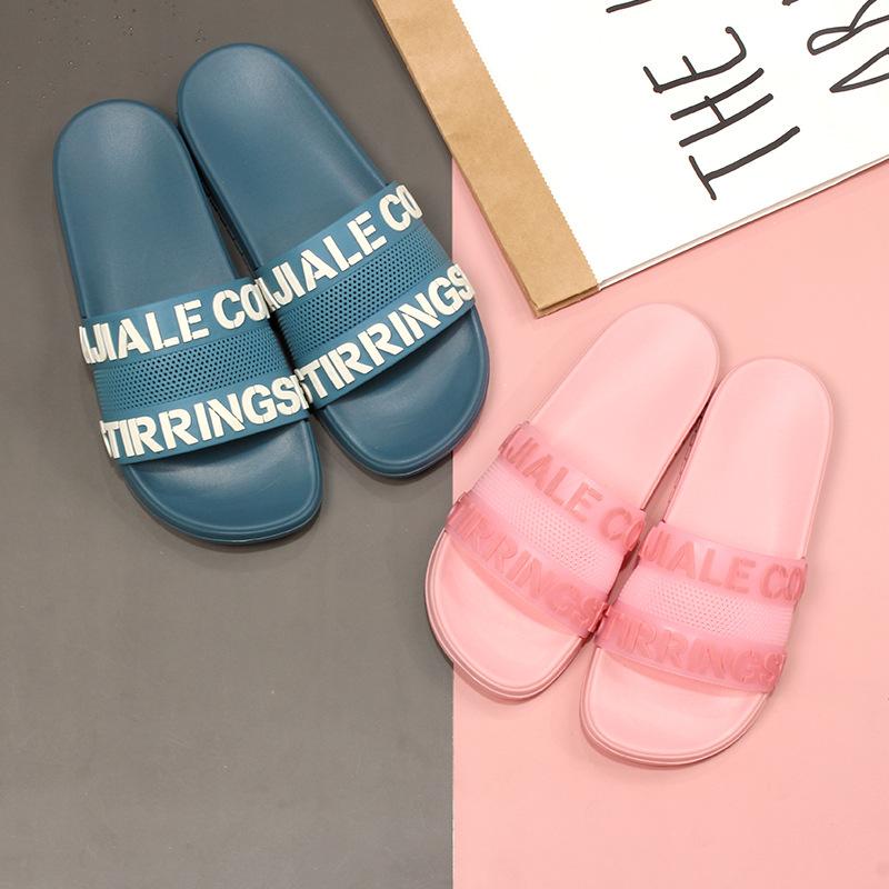 Slippers Flat Bottom Serpentine Flip Flop Women 2021 Fashion Beanch Outdoor Bright Color Candy Transparent PVC