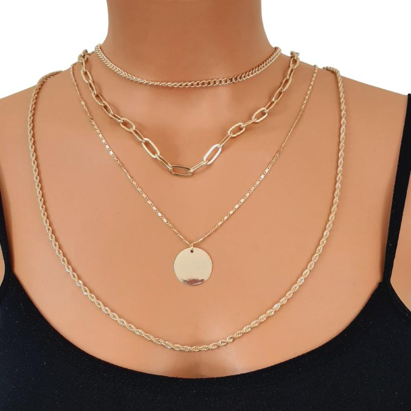 Chains Chain Necklace Multilayer Moon Alloy Metal Multi-layer Star Solitaire Necklaces For Women Collar Choker Pendants Jewelry Gift