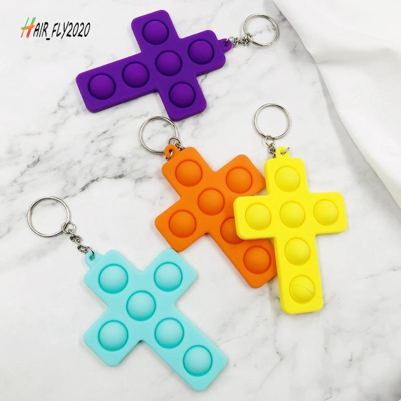 Cross keychain Favor boys girls finger bubble music decompression children puzzle pressing exercise board silicone toy Tiktok HJ01
