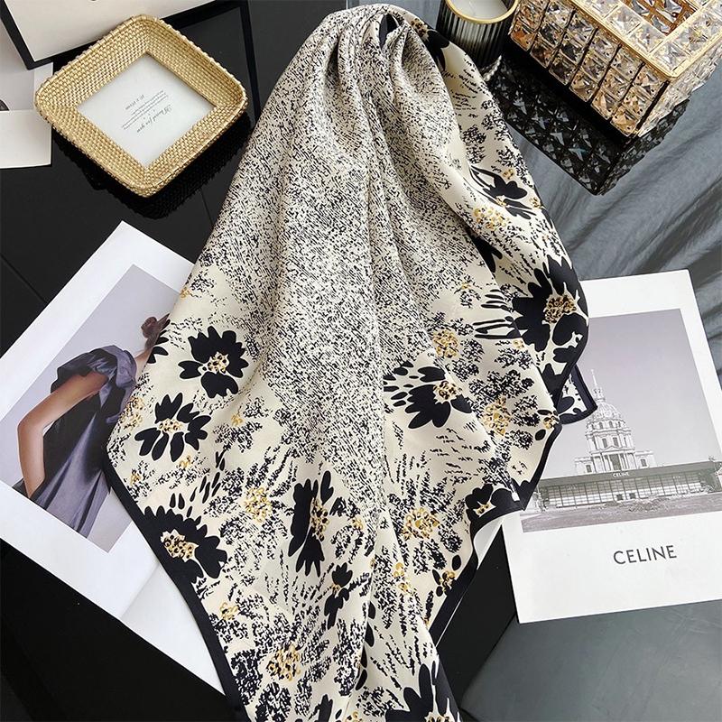 Scarves 2021 Spring Women Scarf Quality Shawl Silk Fashion Headscarf Beach Sunscreen Bag 90cm*90cm
