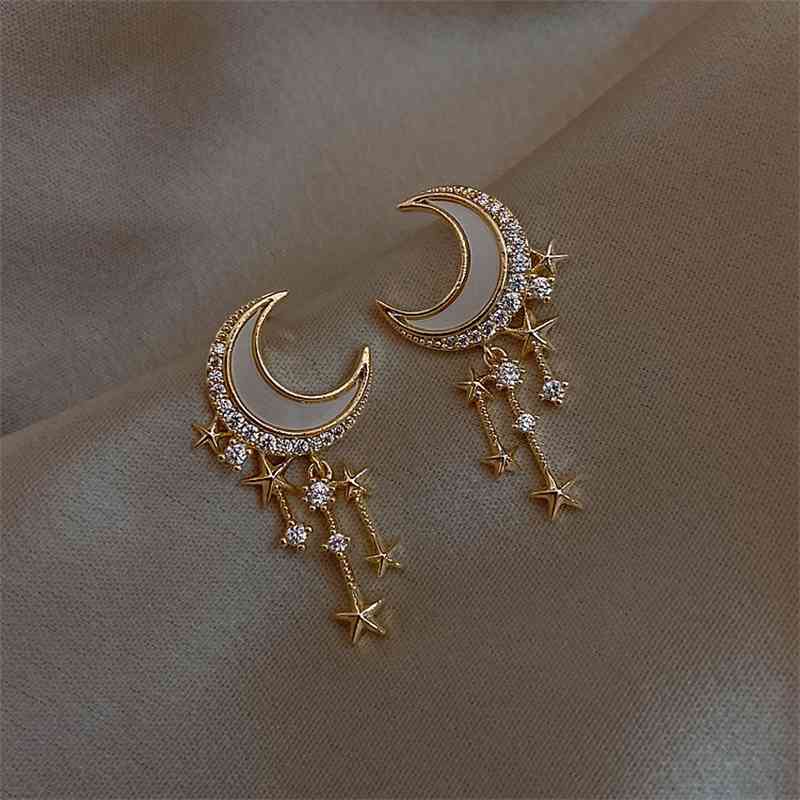 S925 silver needle Korean beauty star moon 2020 new net red temperament earrings women