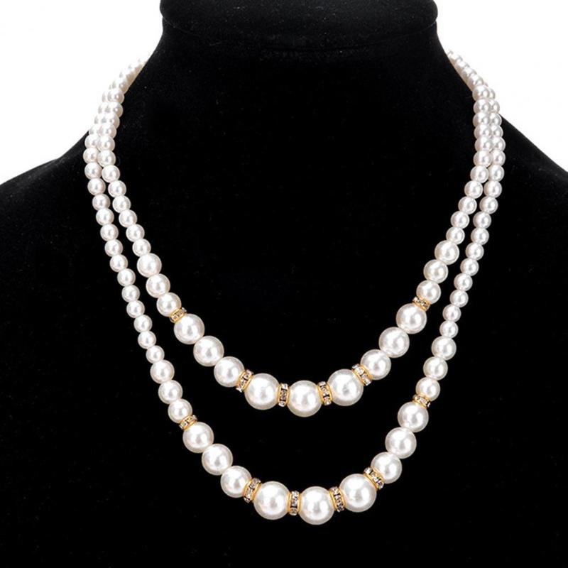 Chokers 70% Sell Adjustable Double-Layer Luxury Faux Pearl Beads Necklace For Party