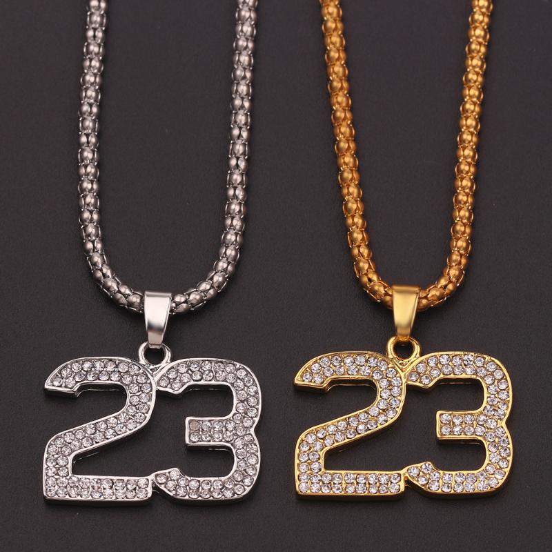 Pendant Necklaces Fashion Number 23 Crystal Hanging Necklace Hip Hop Chain Punk Rock Choker Jewelry For Women Men Charm Gift
