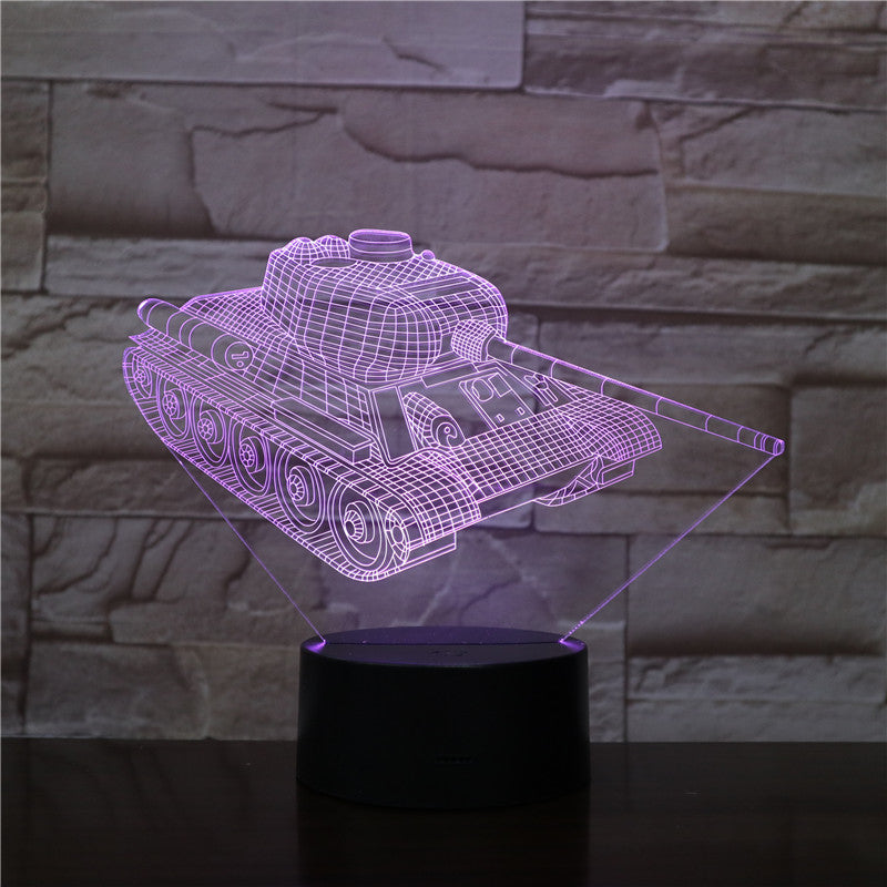 Tank Model Night Light Acrylic 3D LED Desk Lamp USB Nightlight Touch Switch Gift for Kids Room Party Decoration Birthday Holiday