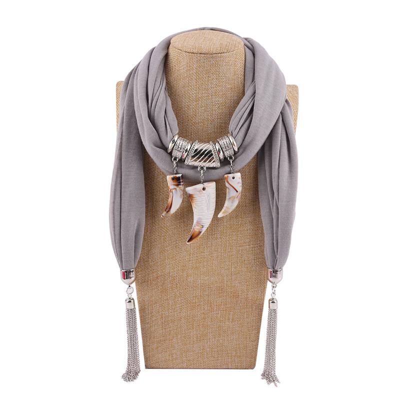 Scarves 2021 Fashion Ivory Pattern Jewelry Necklace For Women Scarf Ladies Color Foulard Female Hijabs Accessories