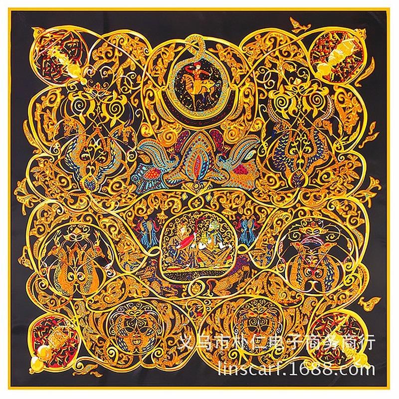 Scarves Fashion Woman Silk Scarf 90cm Top Grad Twill Satin Printing Ms Square Hand Towel Wraps Kerchief Travel Accessory