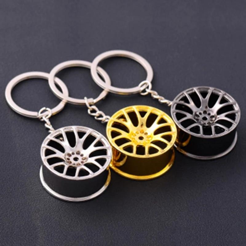 Keychains Auto Turbo Hub Keychain Wheel Rim Car Keyring Luxury Zinc Alloy Key Fob Tire Styling Chain For