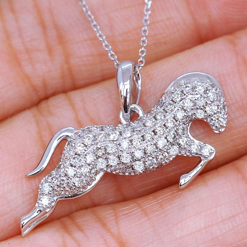Pendant Necklaces JUWANG 2021 Vintage Collire Chokers For Women Cubic Zirconia Bling Horse Clavicle Chain Necklace Collar