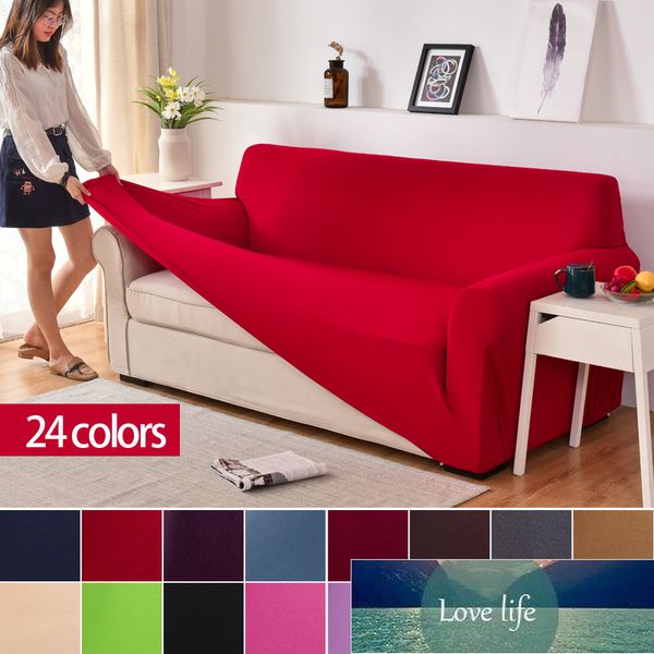 Solid Color Elastic Sofa Case Cover for Living Room Couch L shape Armchair Modern Polyester 1-2-3 seat 1pcs