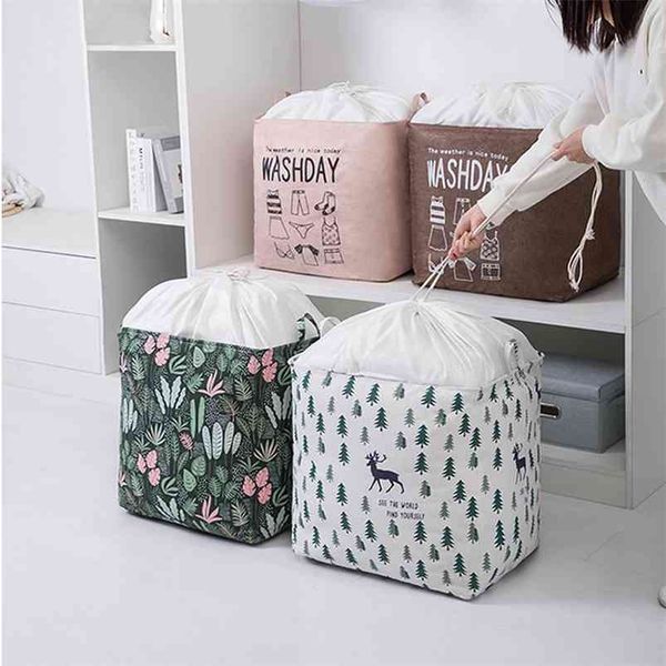 Foldable Beam Mouth Storage Basket Bag Clothes Toys Sundries Finish Large Capacity Waterproof Household Container 210423