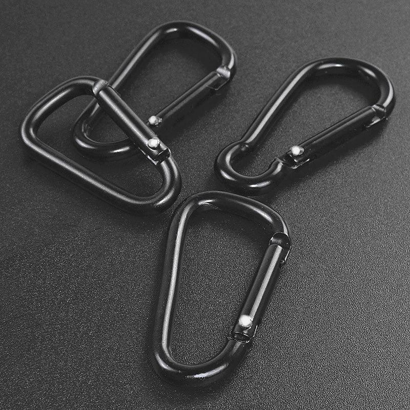 Practical 10 Pcs Black D Shaped Aluminum Alloy Carabiner Hook Keychain Climbing Equipment Karabiner Mosqueton Cords, Slings And Webbing