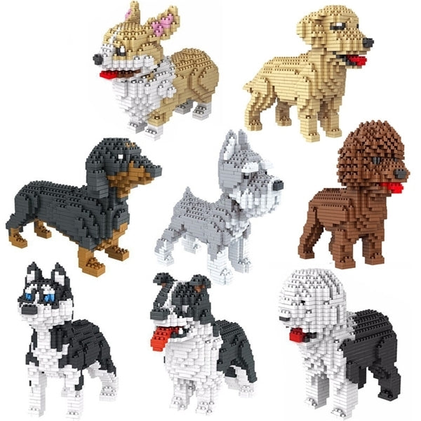 NO Compatible Legoed Animals Dogs Sheepdog Cartoon Huntaway Building Bricks Toys Poodle Sets Mini Micro Blocks Huskie Pets 1008