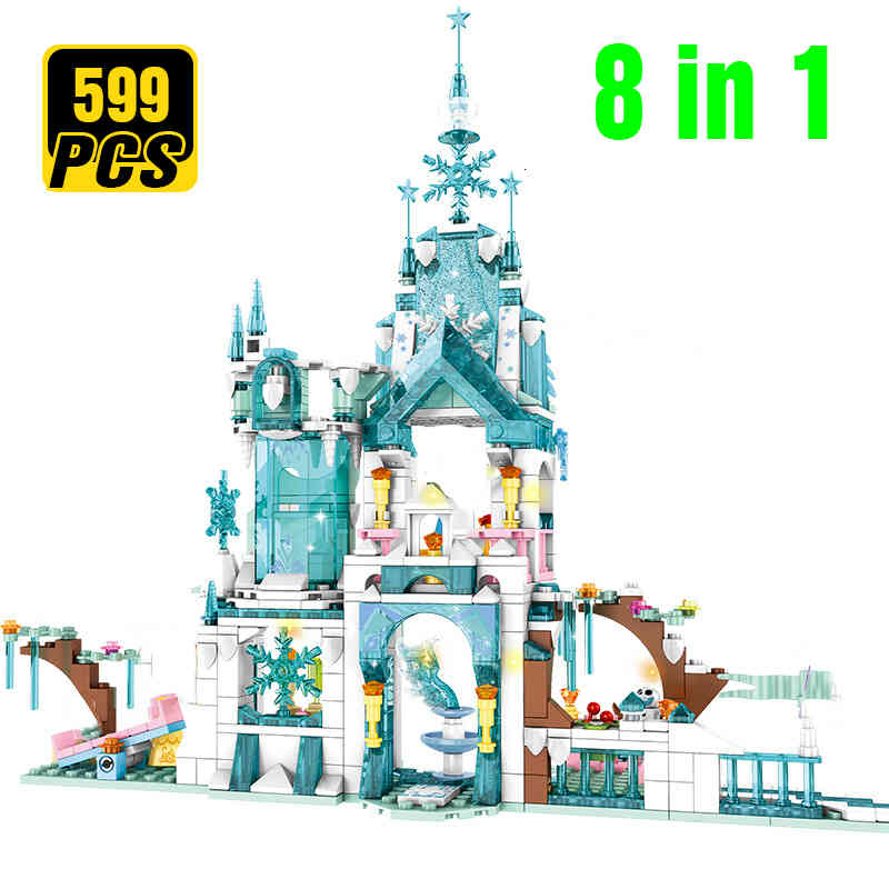 Princes Ice Snow Queen Magic Castle Model Building Blocks Friend Carriage Figures Educational Toys Brick Girl Children 1008