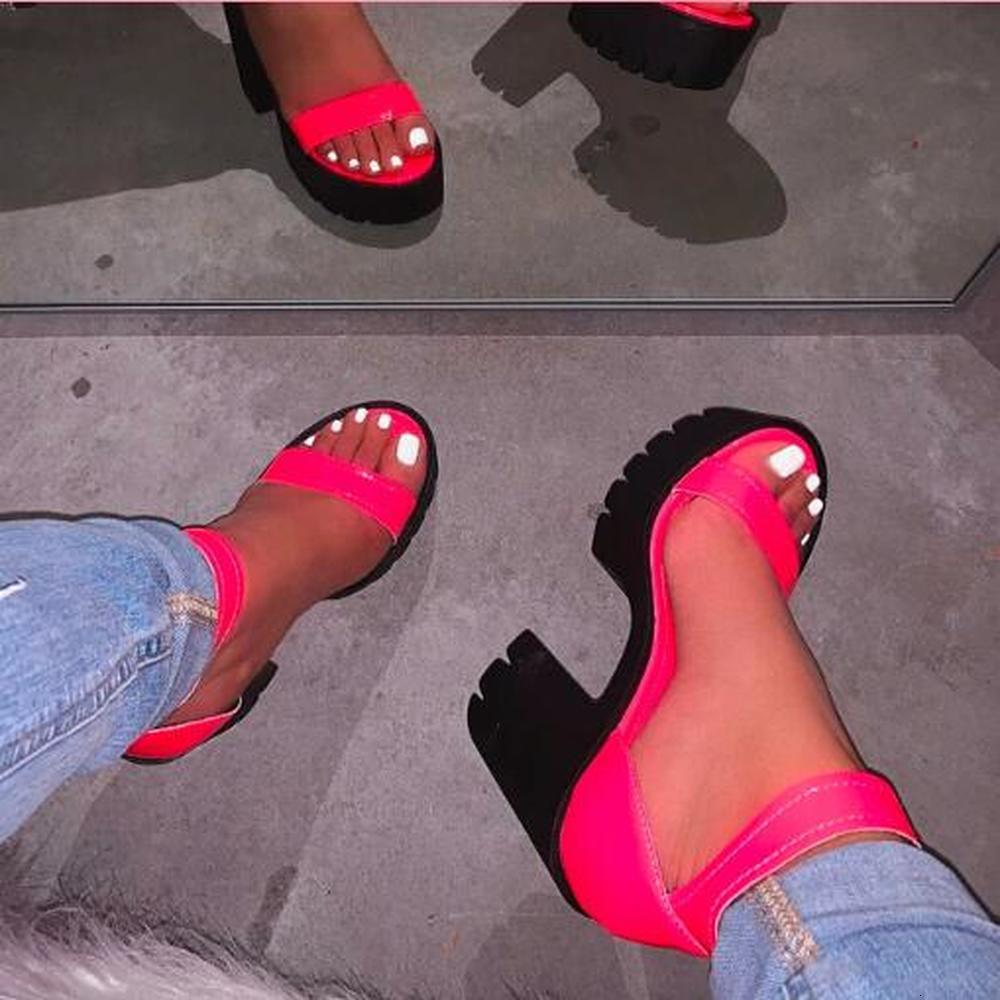 Sandals Neon Rosy Women Outdoor Wild Candy Color Slipper Summer High-heeled Fashion Women&#039;s Shoes Platform Beach 5T5J