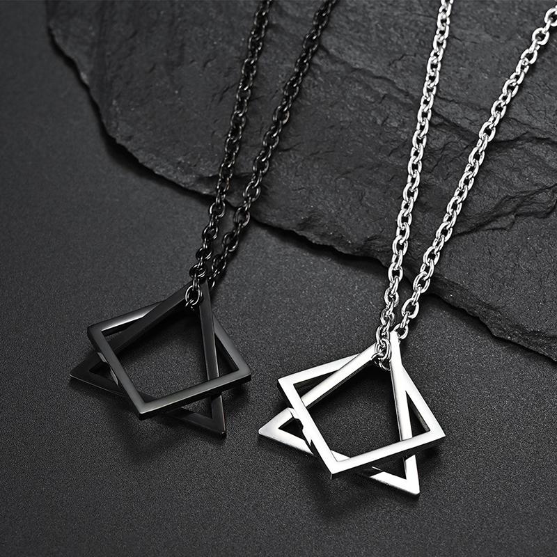 Simple Pendant Necklace For Men Women Stainless Steel Geometric Interlocking Chain Choker Male Fashion Jewelry Necklaces
