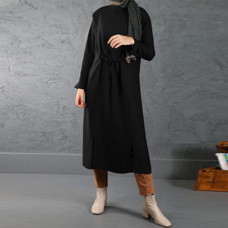 Women&#039;s Blouses & Shirts Spring Dress Vintage ZANZEA Retro Long Sleeve Muslim Casual Abaya Hijab es Vestido Crew Neck Robe 7WD0