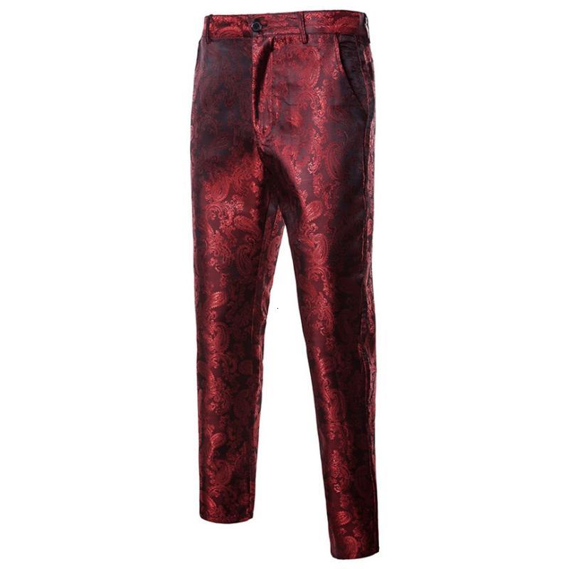 Men&#039;s Wine Red Dress Brand New Skinny Trousers Men Wedding Party Stage Singer Prom Suit Pants Pantalon Homme