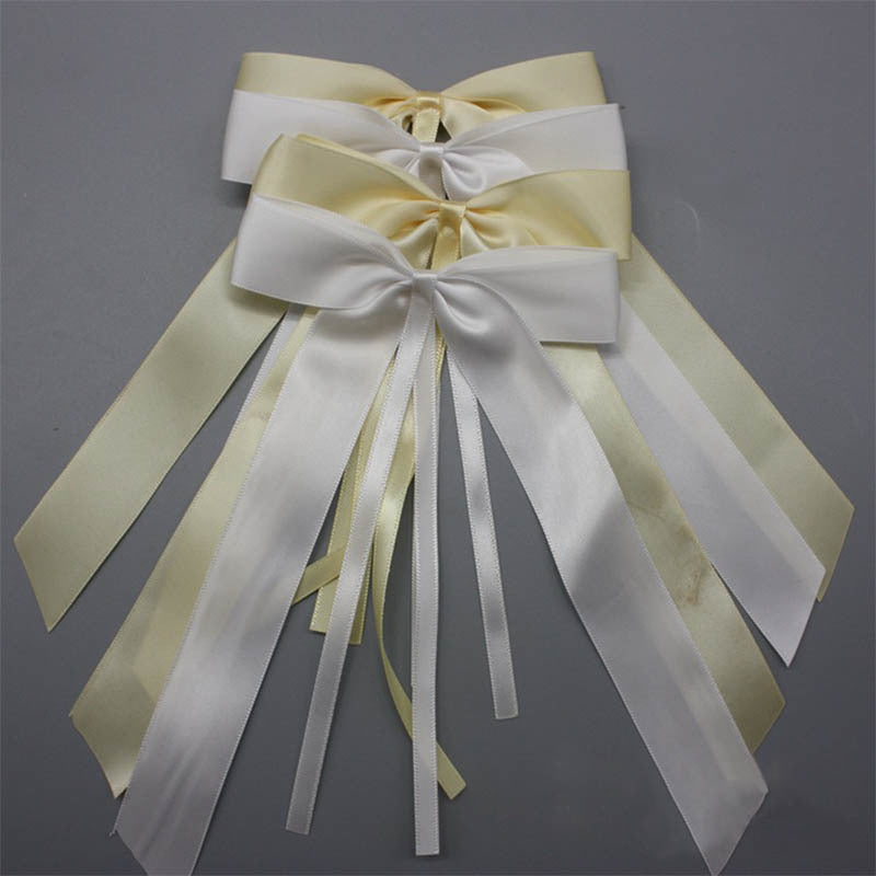 Wedding Car Decor Ribbon Bows Terylene Party Chairs Decoration Delicate Wedding Supplies Portable Chairs Cloth Accessories 50Pcs