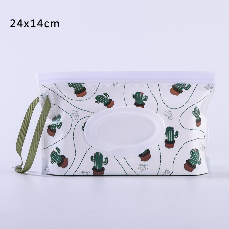 1Pcs Reusable Portable Wet Wipe Bag for Household Cleaning Wipes Case Cartoon Pattern Wipes Container EVA Eco-friendly
