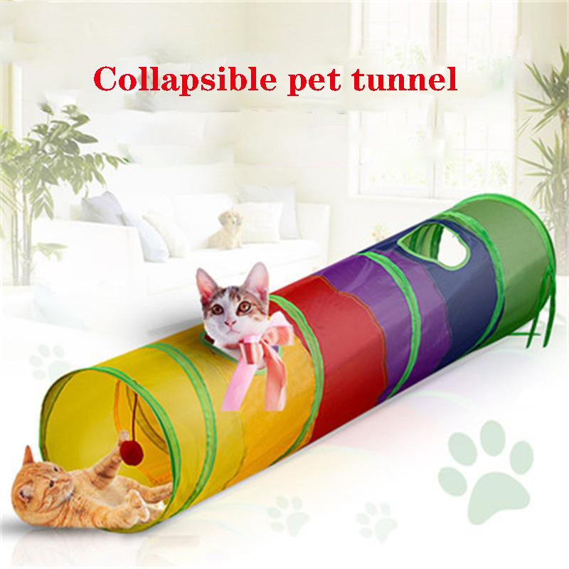 Pet Leisure Educational Toys Small Cat Toys Cat Drill Hole Super Long Drill Path Free Combination Rainbow Splicing Cat Tunnel