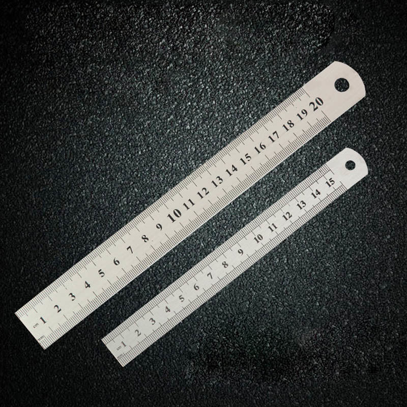 Metal Ruler Measuring Tool Office Stationery Double Sided Metric Ruler Sewing Tool Accessory Stainless Steel 15-20-30cm