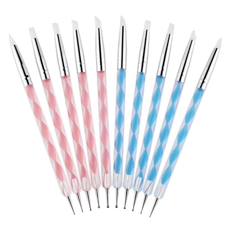 High Quality 5PCS-Set Nail Art Pens Silicone Manicure Painting Pens Dual-ended Nail Drawing Dotting Tools