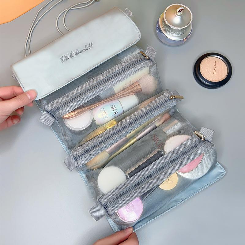Travel Cosmetic Bag Women Mesh Make Up Box Bags Beautician Necessarie Toiletry Makeup Brushes Lipstick Storage Organizer & Cases