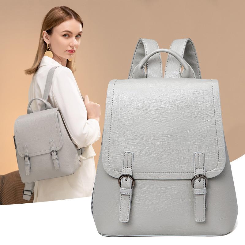 Backpack 2021 Sheep Grain Leather Handbags Fashion Trend Ladies Student Schoolbag Wholesale