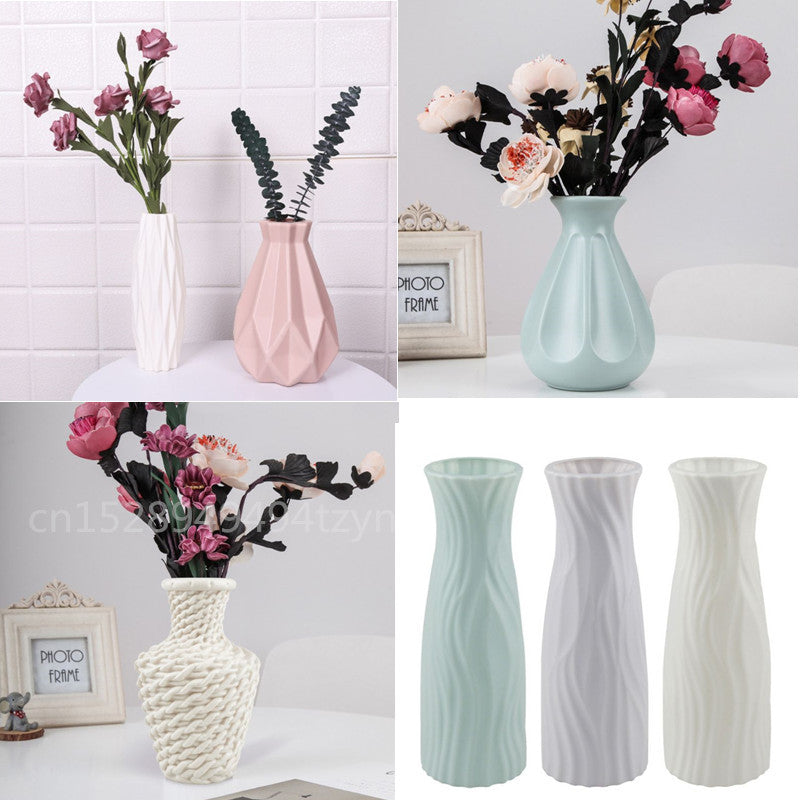 Nordic Plastic Vaas Imitation Ceramic Flower Bath Weave Plants Arrangement Decor Flower Vaas Imitation Ceramic Flower Man