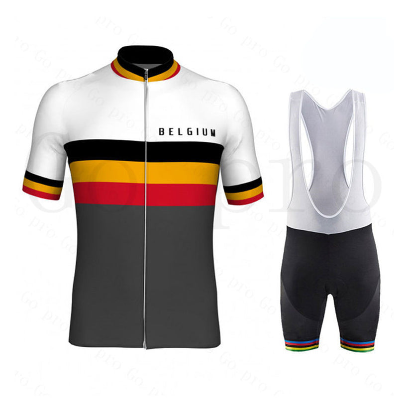Tour De France 2021 Belgium National Team Champion Cycling jersey Set ropa Ciclismo Men&#039;s Summer Breathable Cycling Clothing MTB Bike Jersey Bi