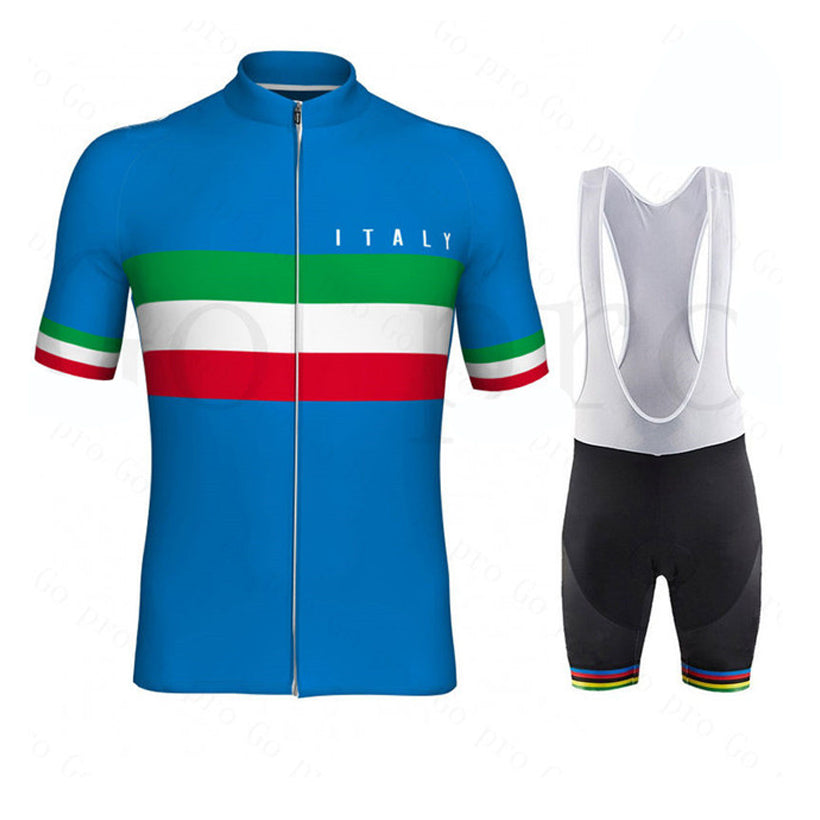 Tour De France 2021 ITALY National Team Champion Cycling jersey Set ropa Ciclismo Men&#039;s Summer Breathable Cycling Clothing MTB Bike Jersey Bib