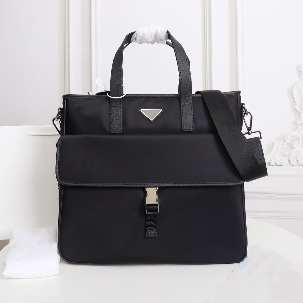 Men&#039;s black nylon canvas designer waterproof briefcase high quality laptop bag large capacity casual simple office handbag
